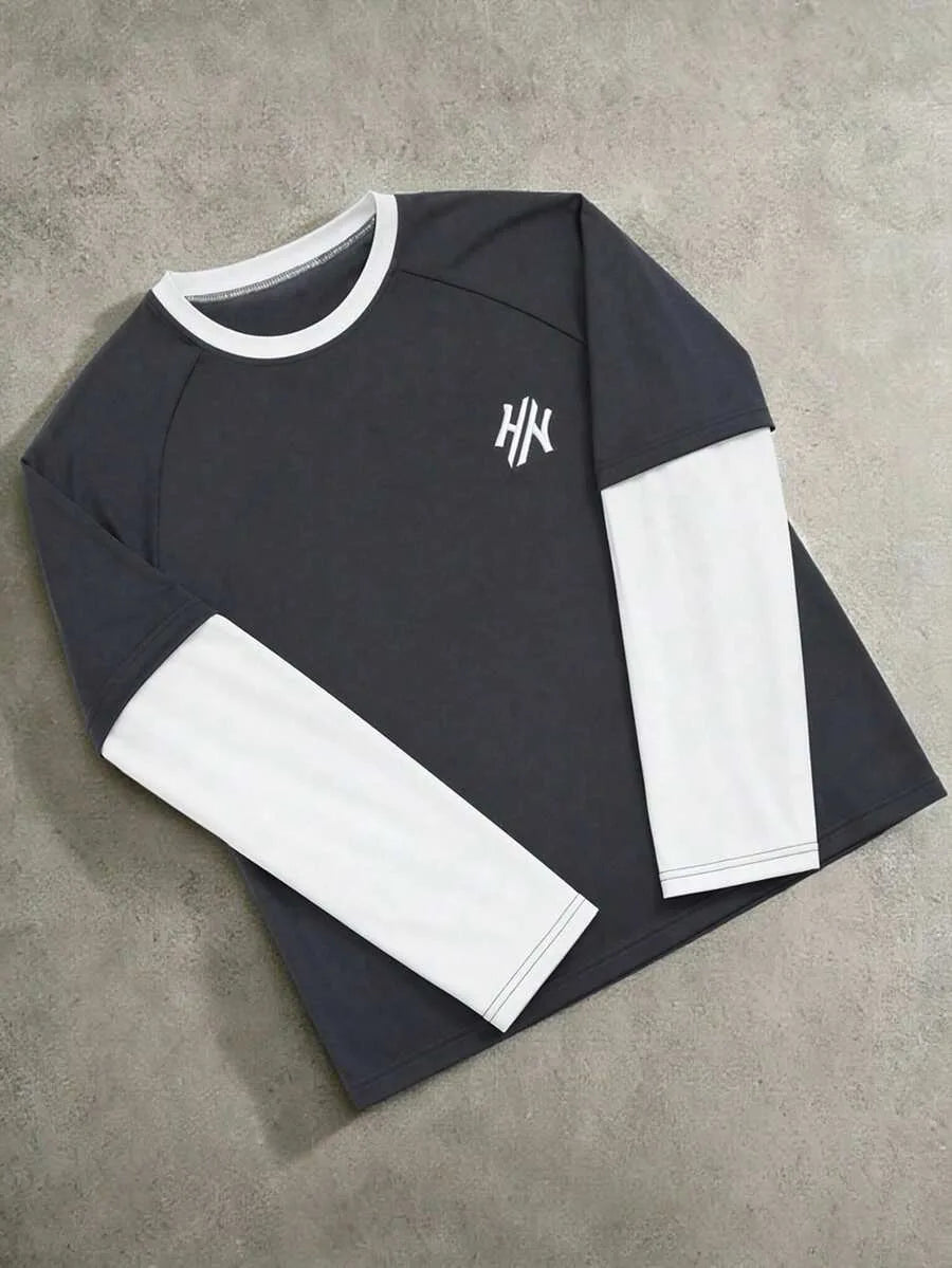 Comfortabele heren longsleeve met handgeschreven print. Dagelijkse stijl voor lente en herfst.