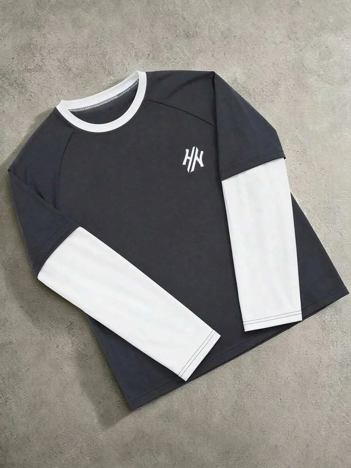 Comfortabele heren longsleeve met handgeschreven print. Dagelijkse stijl voor lente en herfst.
