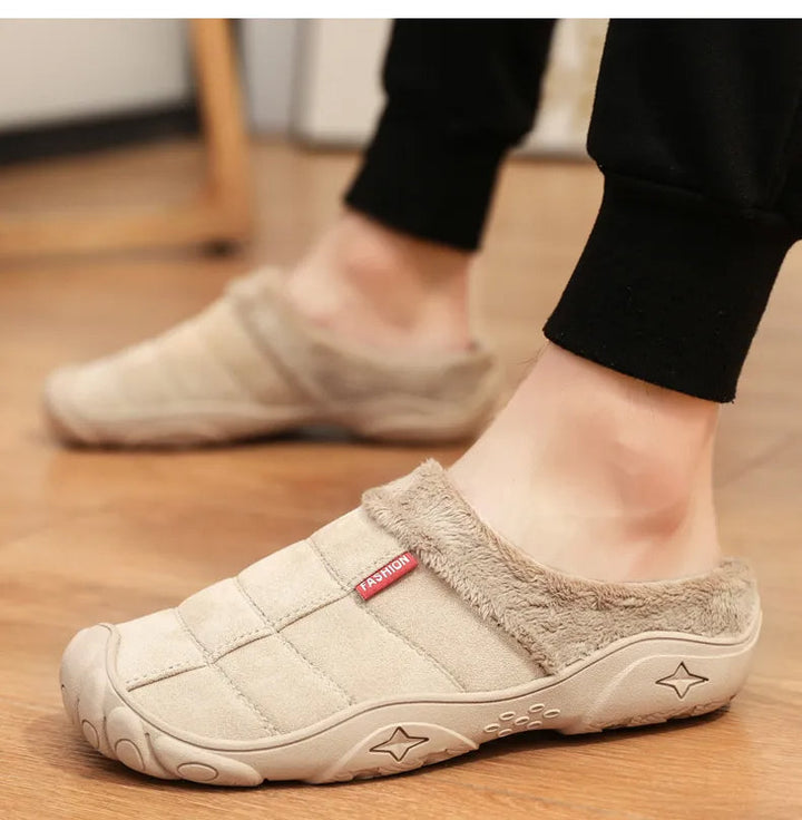 Heren casual instappers, warme pantoffels voor binnen. Comfortabel met goede grip op vloeren.