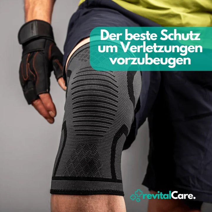 Orthopedische kniebandage FlexiKnee Pro, bevordert herstel bij hardlopen en fitness.