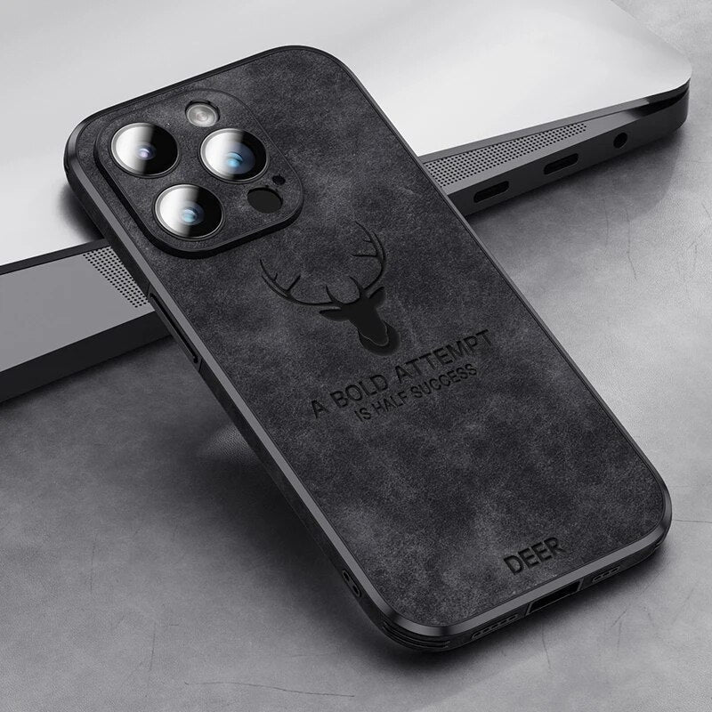 Stijlvolle hertenleren iPhone hoes Veltro. Elegantie en robuustheid gecombineerd.
