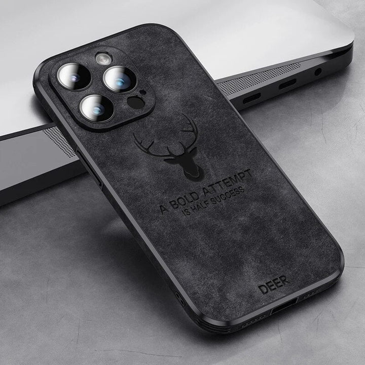 Stijlvolle hertenleren iPhone hoes Veltro. Elegantie en robuustheid gecombineerd.