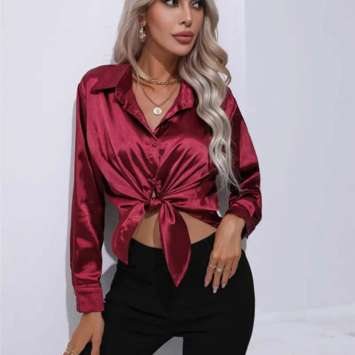 Dames elegante blouse met losse pasvorm en lange mouwen, een chique toevoeging aan je garderobe.