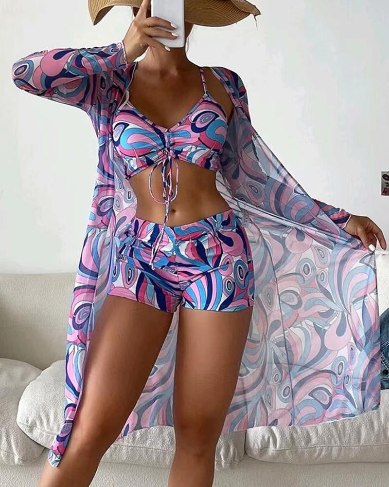 Comfortabele driedelige set dames, ideaal als zwemkleding of loungewear.