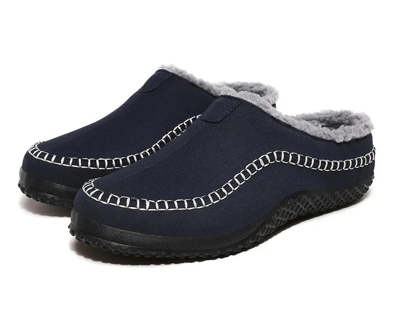 Comfortabele heren winterpantoffels, ideaal voor koude vloeren; zacht en warm.