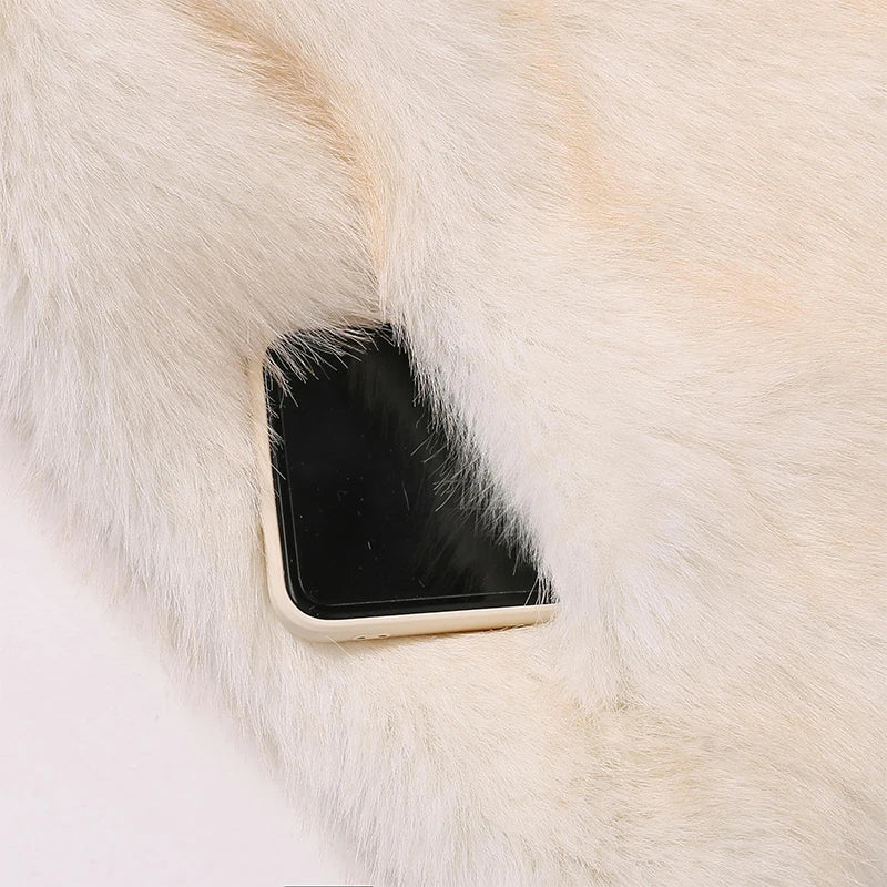 Zachte pluizige winterjas voor dames, effen en oversized, voor een trendy uitstraling.