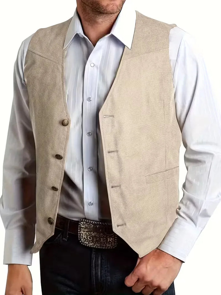 Heren gilet voor bruiloft gasten, met V-hals en knopen, voor een elegante verschijning.