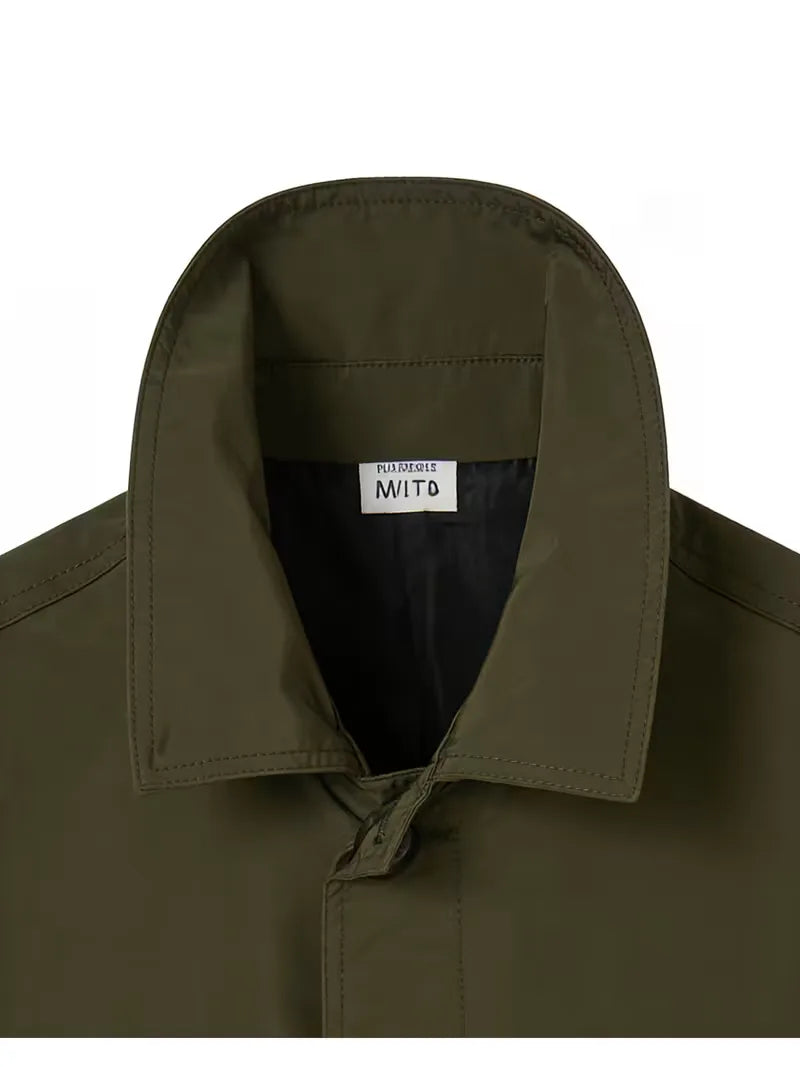 Matcha groene slim fit heren trenchcoat, elegante herenkleding, ideaal als zakelijke of casual jas.