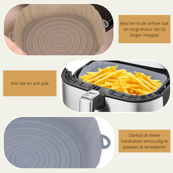 Flexibele siliconen airfryer vorm: Antiaanbak, herbruikbaar. Maak diverse gerechten makkelijk schoon in uw frituurpan.