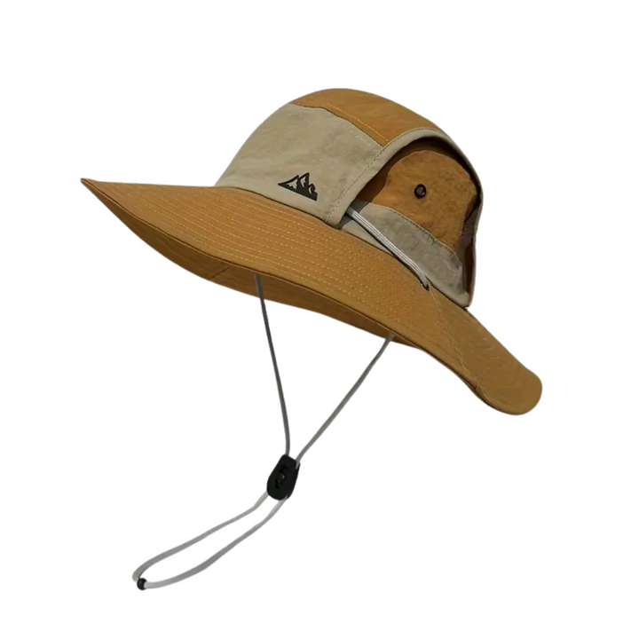 Unisex outdoor zonnehoed met brede rand en UV-bescherming, ideaal voor wandelen en kamperen.