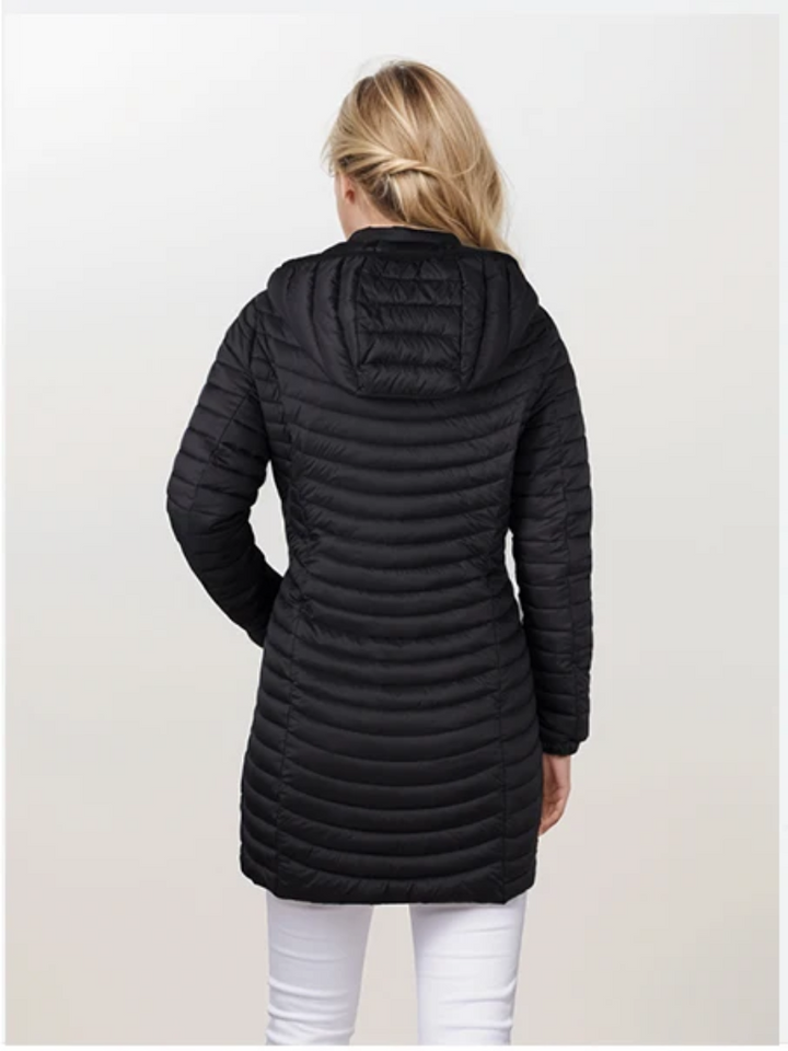 Elegante lange donsjas voor dames, ideaal als winterjas. Lichtgewicht en zeer warm.