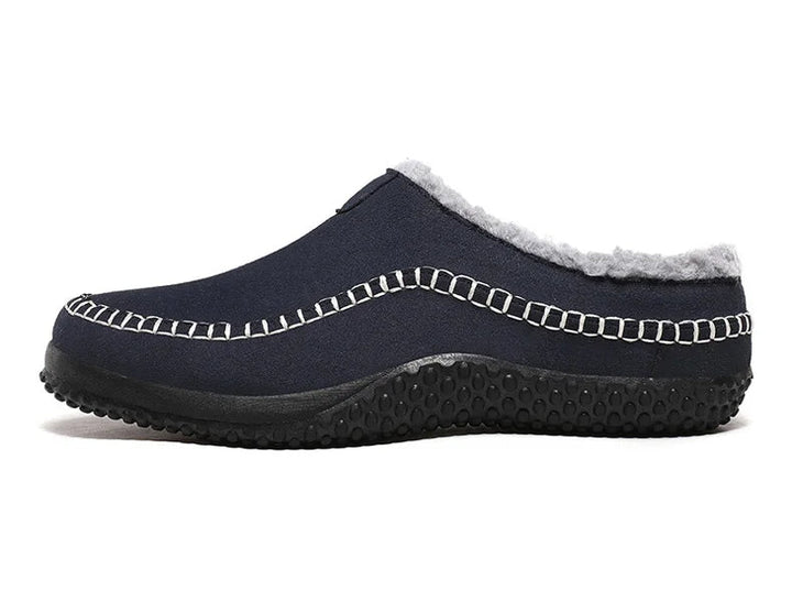 Luxe herenpantoffels met antislip; de perfecte keuze voor winterse warmte en grip.