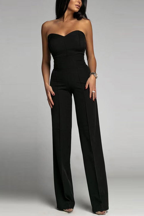 Chique dames jumpsuit zonder bandjes, perfect voor een elegante en verfijnde look.