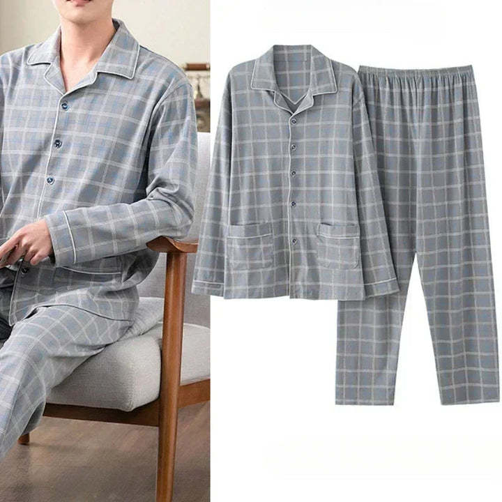 Heren comfort pyjama set, zacht oversized model voor ontspannen nachten, ideaal als nachtkleding & loungewear.