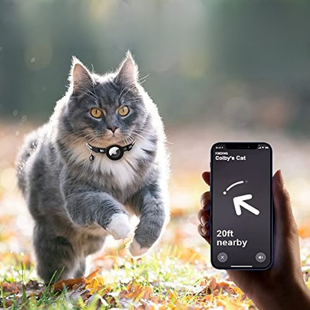 Kattenhalsband Milo met veiligheidssluiting, GPS-houder, reflecterend en belletje.