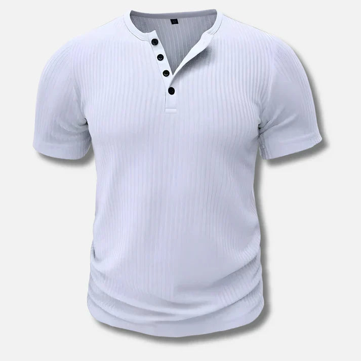 Zacht en veelzijdig heren Henley T-shirt met korte mouwen, comfortabel voor elke dag, in slim fit.
