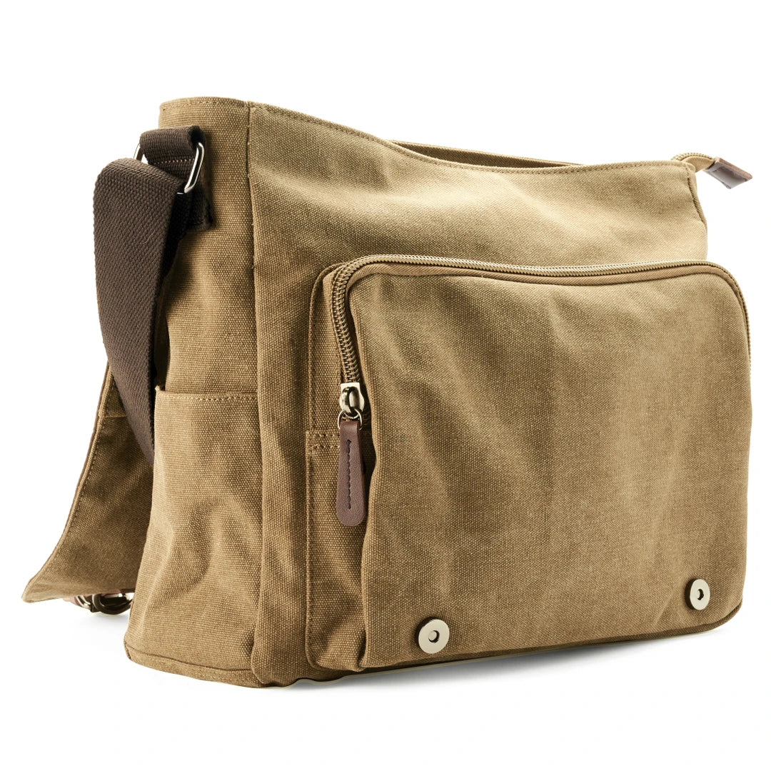 Moderne canvas heren schoudertas, perfect voor een stoere, casual of zakelijke dagelijkse look.