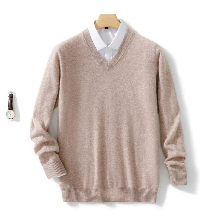 Heren V-hals trui, klassiek stijlvol. Comfortabele casual en zakelijke mode voor lente & herfst.