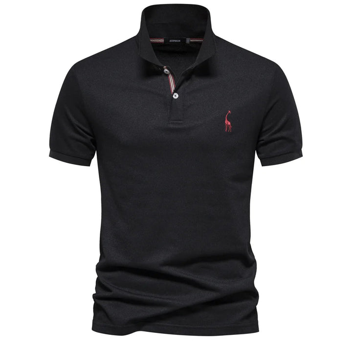 Heren luxe polo met subtiel hertenborduursel; stijlvol, comfortabel, perfect voor zomerse herenmode.