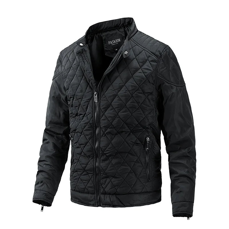 Stijlvolle heren gewatteerde jas, ideaal als comfortabele winterjas of modieuze tussenjas voor heren.