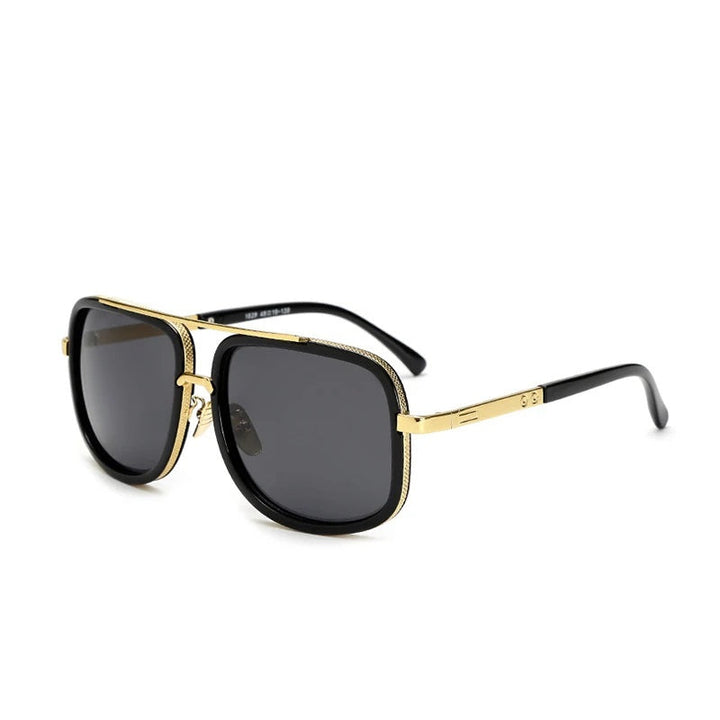 Unisex vierkante retro zonnebril met metalen montuur, trendy accessoire voor mannen en vrouwen.
