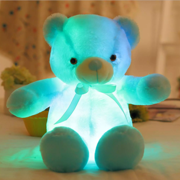Ideaal kerst- of verjaardagscadeau: een zachte, gloeiende LED knuffelbeer die kinderen comfort biedt als nachtlampje.