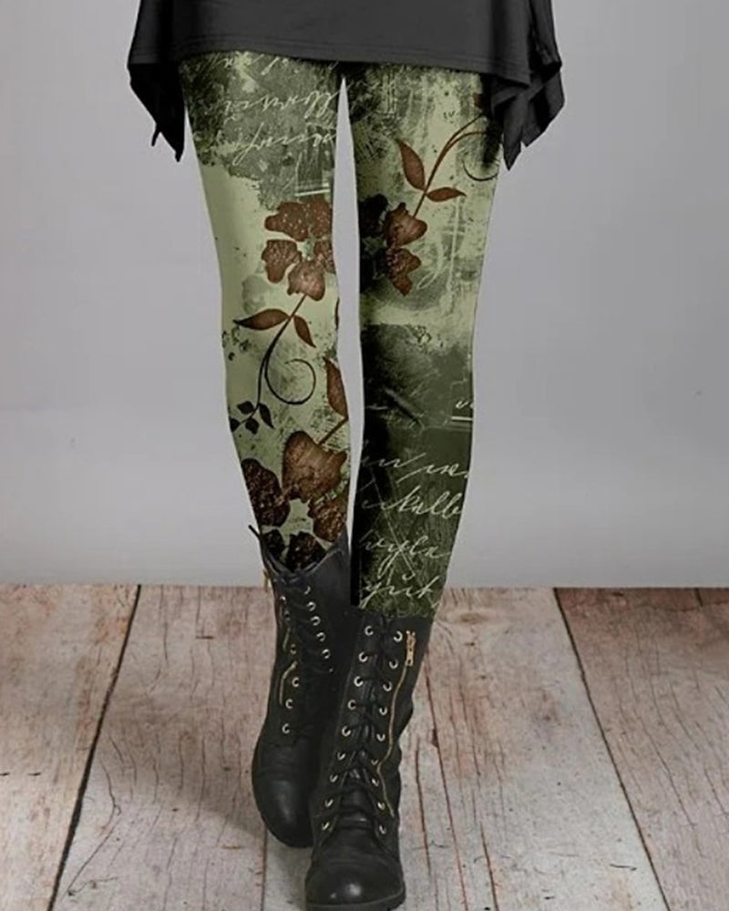 Kleurrijke dames bohemian leggings met etnische print, ideaal voor een trendy retro look.