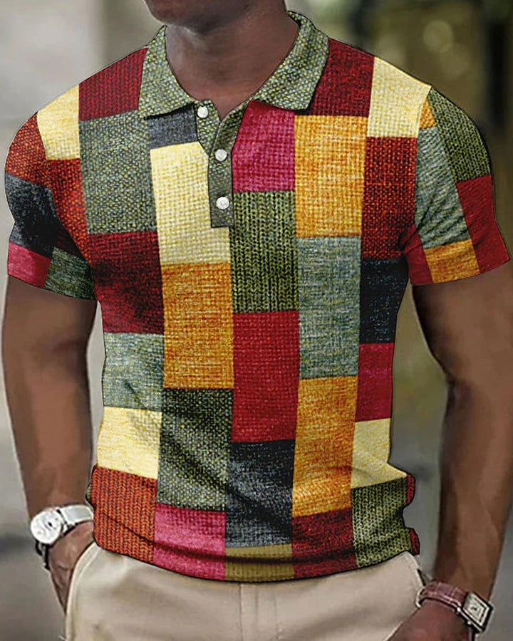 Stijlvol heren poloshirt met modern rasterpatroon. Ademend en comfortabel, een must-have voor zomerse herenmode.