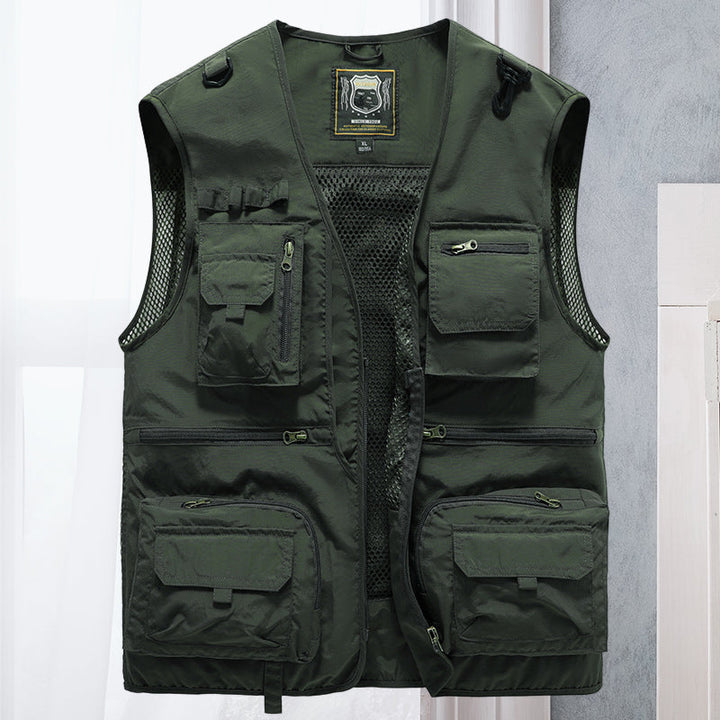 Duurzaam heren outdoorvest, ideaal voor avontuurlijke mannen die van wandelen en vissen houden.