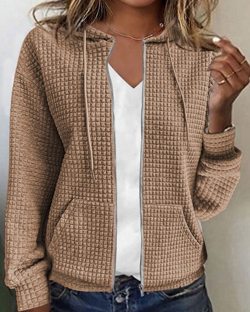 Dames comfortabel vest met capuchon en rits, zacht en ademend voor dagelijks casual gebruik.