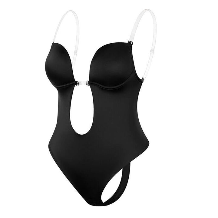 Comfortabele dames body shaper met open rug en diepe V-hals; perfect als onzichtbare onderkleding.