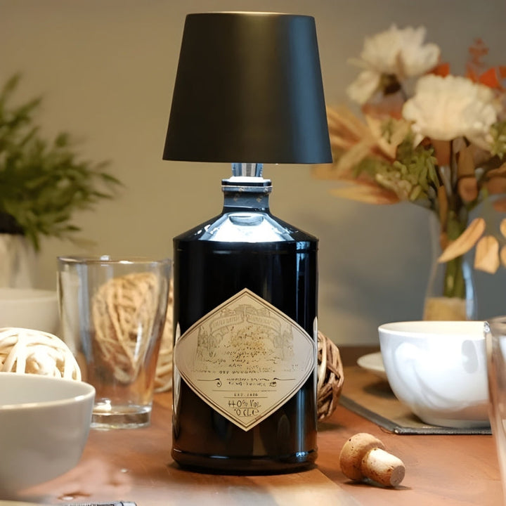 Sfeervolle GlowBottle flessenlamp met draadloze LED verlichting. Unieke decoratie voor interieur & exterieur.