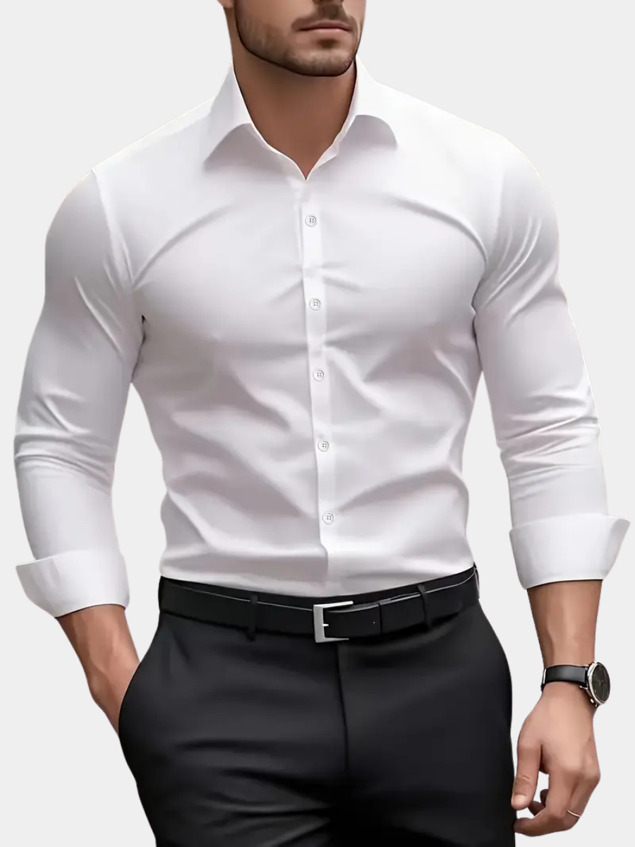 Heren ademend overhemd met lange mouwen. Stijlvolle en comfortabele business & casual kleding.