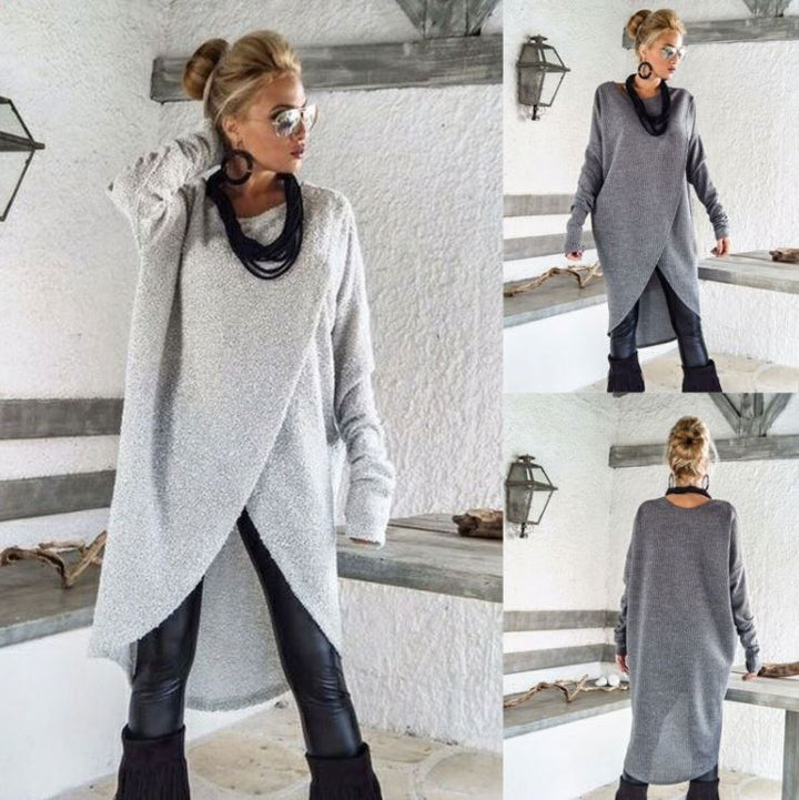 Comfortabele grijze dames pullover met lange mouwen, ideaal voor casual en modieuze looks.