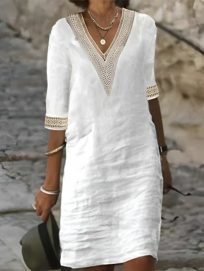 Luchtige dames zomerjurk met vloeiend silhouet, ideaal voor casual of vakantie. Comfortabel & elegant.