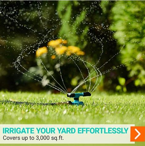 Moderne automatische tuinsproeier; ideaal voor uniforme gazonbewatering en eenvoudig tuinonderhoud.