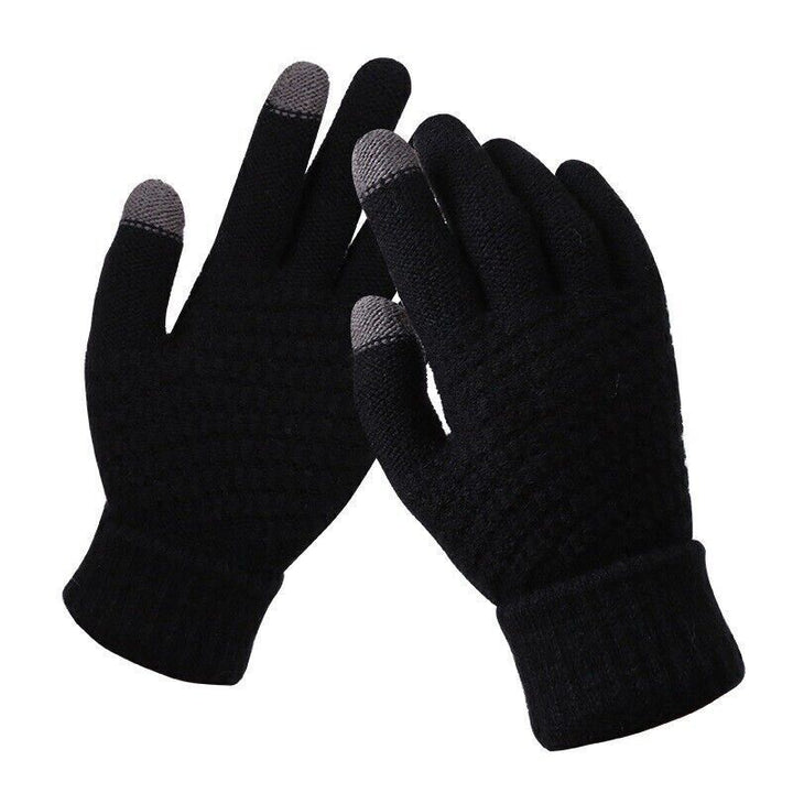 Dames gebreide touchscreen handschoenen Amara in grijs, perfect voor smartphone gebruik in de winter.