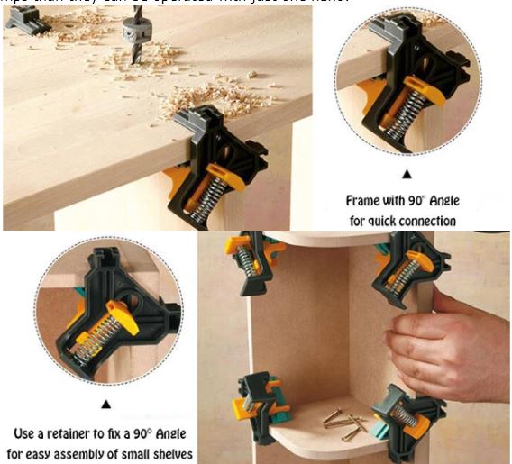 Universele hoekklemmen set; essentieel gereedschap voor perfecte 90° hoekverbindingen bij houtbewerking, meubelbouw en DIY.
