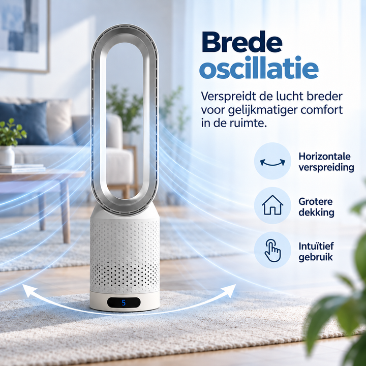 Ultieme stille koeling: bladloze torenventilator met universeel modern design.