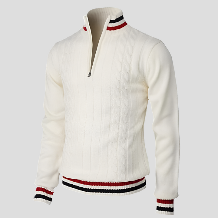 Heren gebreide ritstrui met halve rits. Moderne, comfortabele pullover voor casual en elegante herenmode.
