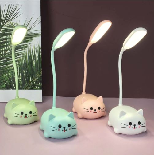 Leuk katten nachtlampje met zacht LED licht, ideaal voor kinderkamer. Draadloos en verstelbaar voor slaapkamer sfeer.