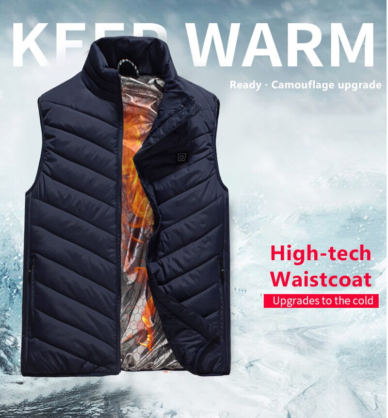 Mannen verwarmd vest, ideaal voor winterkleding en warmte tijdens buitenactiviteiten.