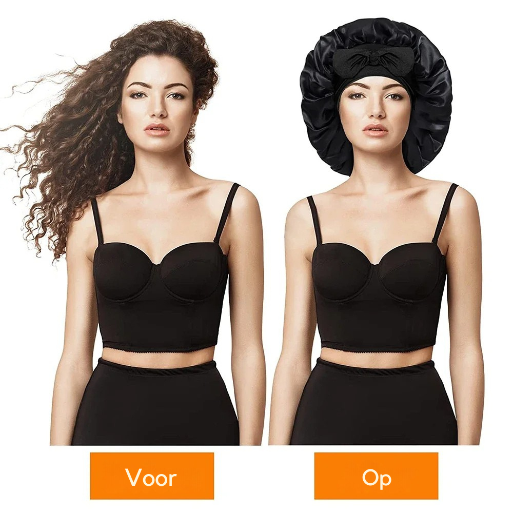 Premium moerbeizijden slaapmuts; superieur aan satijn voor haarverzorging en haarbreuk preventie.