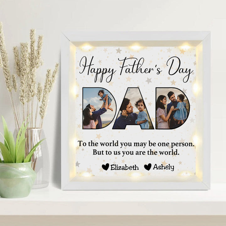 Gepersonaliseerde Vaderdag fotolijst met familiefoto; een perfect cadeau voor papa.