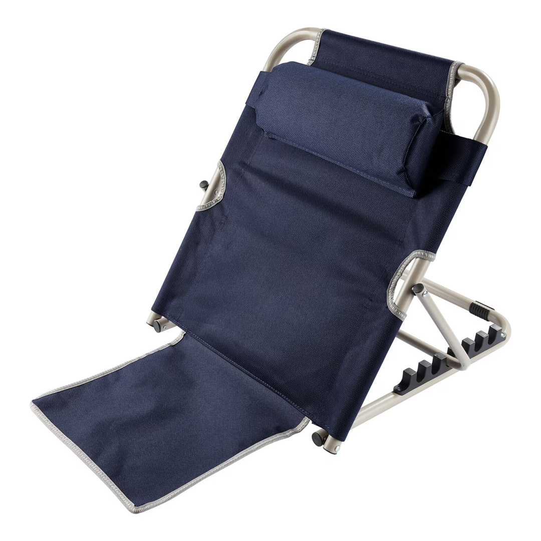 Verstelbare ergonomische rugsteun met comfortabel nekkussen voor optimale lumbale ondersteuning en houding.