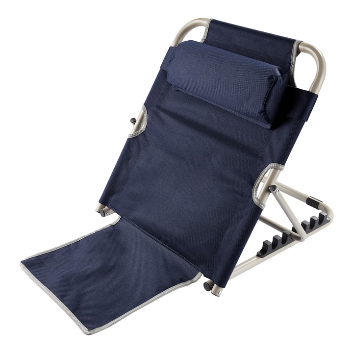 Verstelbare ergonomische rugsteun met comfortabel nekkussen voor optimale lumbale ondersteuning en houding.