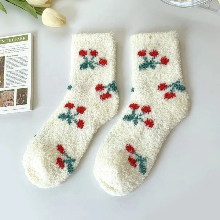 Warme dames huissokken, perfect voor koude winteravonden. Comfort sokken met leuke print, één maat.