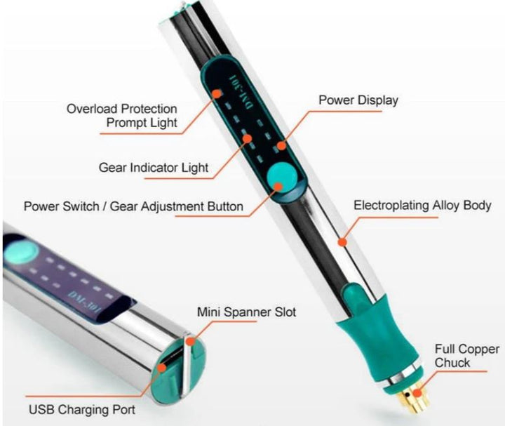Elektrische precisiegraveerpen voor creatieve hobby's; perfect voor gedetailleerd handwerk op hout en metaal.