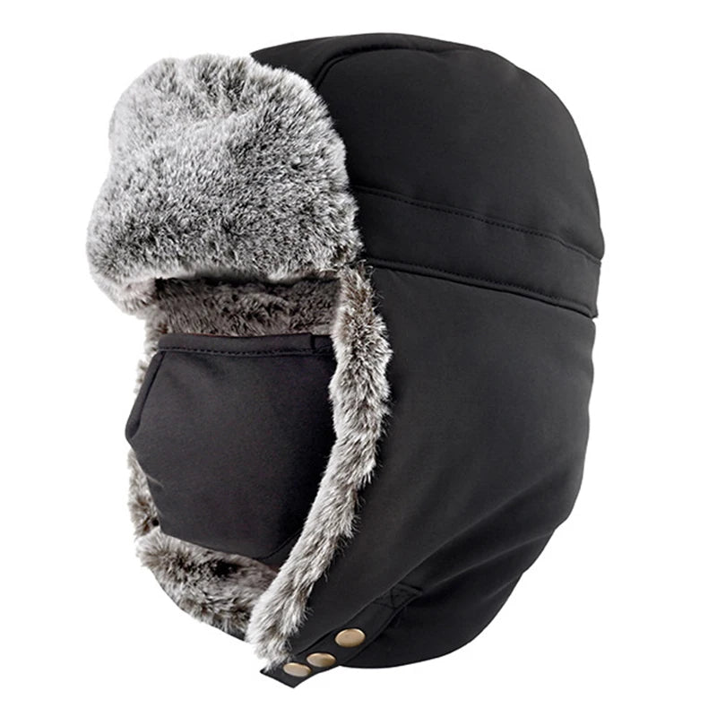 Zwarte unisex muts: jouw warme, wind- en waterdichte metgezel op de piste.