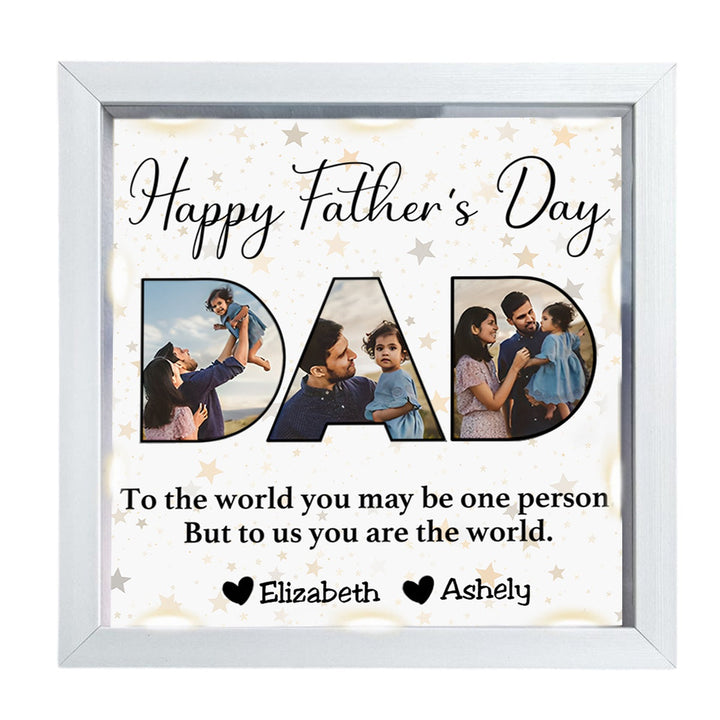 Exclusief gepersonaliseerd geschenk: fotolijst die familieherinneringen koestert, ideaal voor Vaderdag.